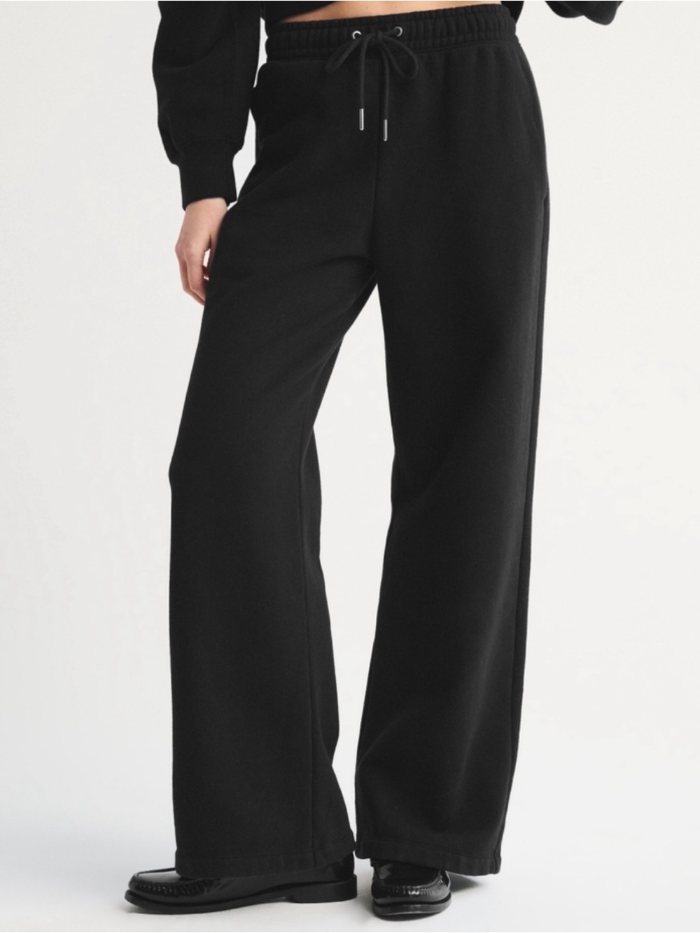 Abercrombie & Fitch Black Wide-Leg Drawstring Pants